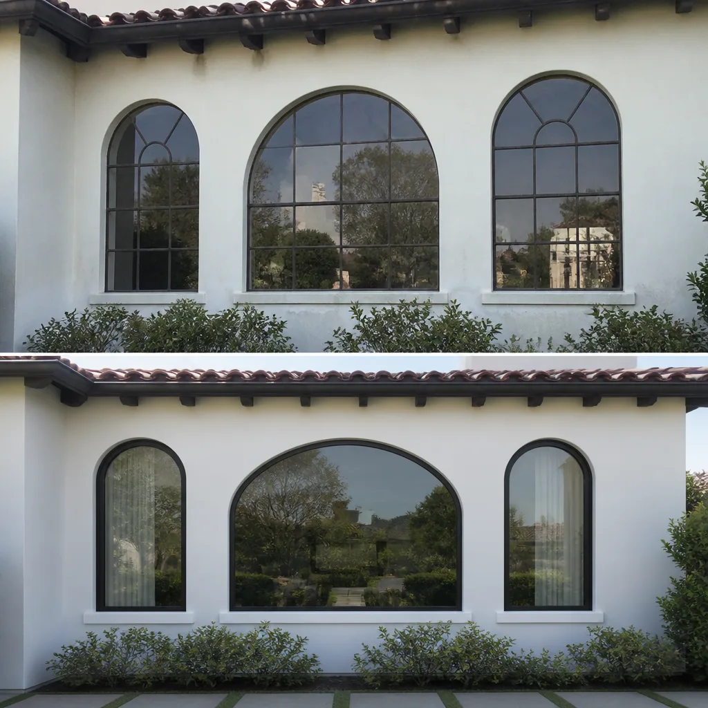 Before and after professional residential window replacement and installation